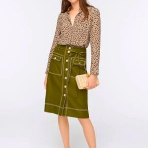 J. Crew Green Linen Blend Skirt